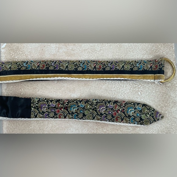 Asian black, gold, white inspired belt with gold hardware and lace detailing;42” - Picture 5 of 5